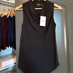 Theory Cowl Neck Silk Top Black Size Small NWT